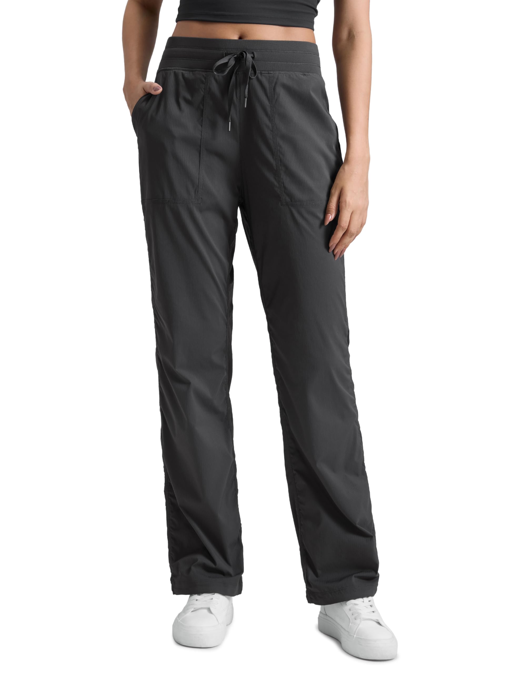 CRZ YOGA Lightweight Straight Leg Workout Pants for Women 28"/30"/32" - Ruched Casual Work Athletic Joggers with Pockets