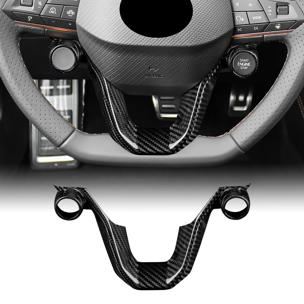 MAUXpIAO Dry Carbon Fibre Steering Wheel Chin Sticker, for Cupra Ateca, Terramar, Formentor, Leon, Born, Tavascan, Interior Decoration Accessory gfdg/D/A
