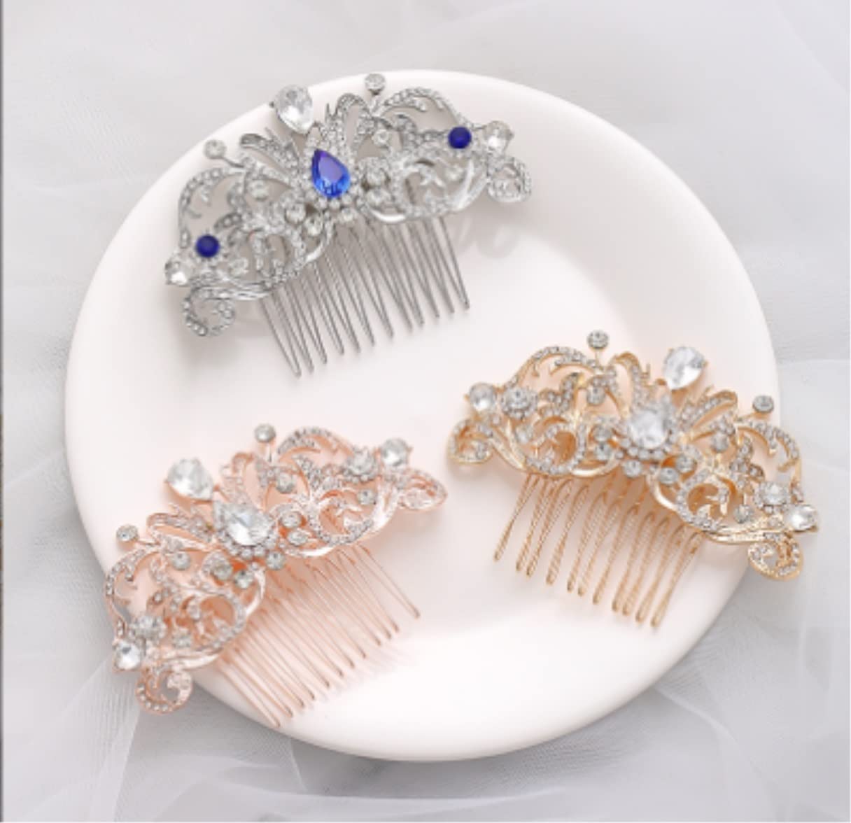 Grzebień do Włosów Biżuteria korona dla kobiet kryształowe grzebienie do włosów Rhinestone Pearl grzebień do włosów dla nowożeńców kobiety biżuteria do włosów ślub Ozdób do Włosów(Gold)