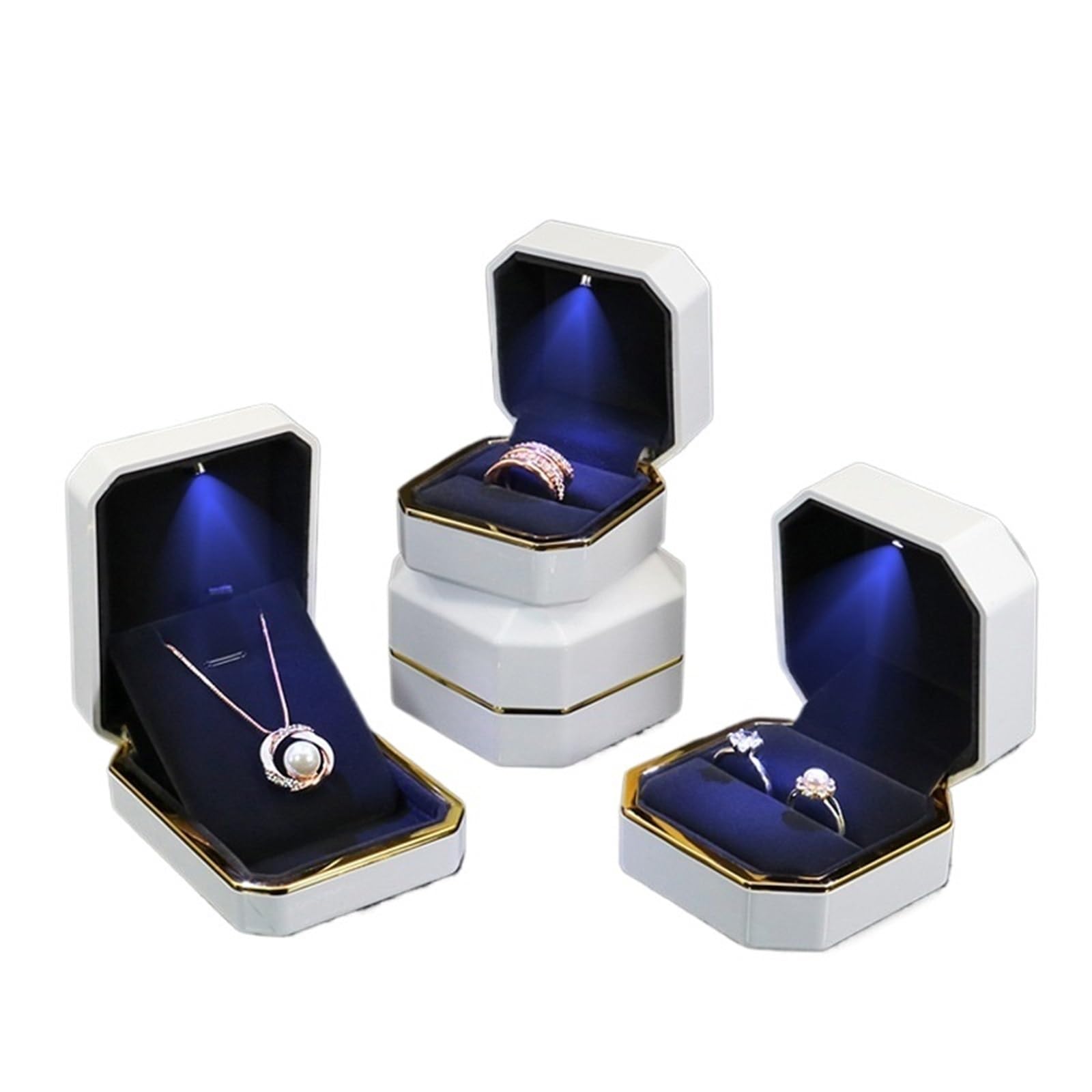 Ring Box Engagement Ring Boxearring Small Jewellery Organiser(White Black Inside,Pendant Box)