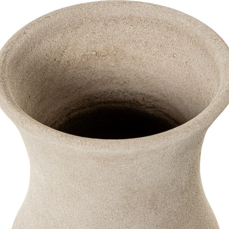 DRW Paraguero Redondo con Forma de Bambu de Ceramica en Beige 50x25x25 cm
