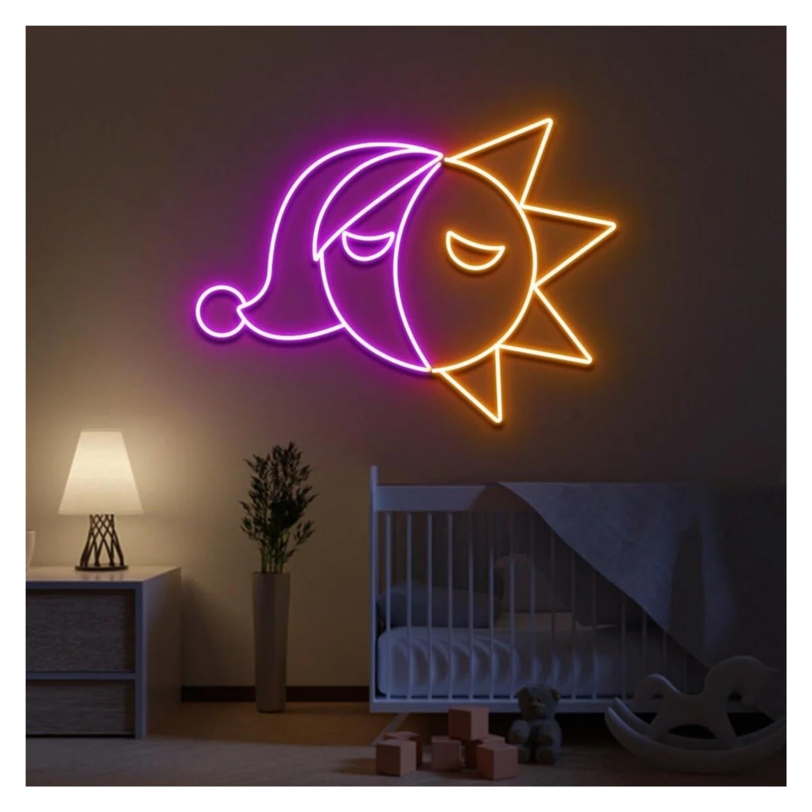 Sole per Luna per insegne al per neon per alimentazione per luminosità regolabile 30cmx38cm neon