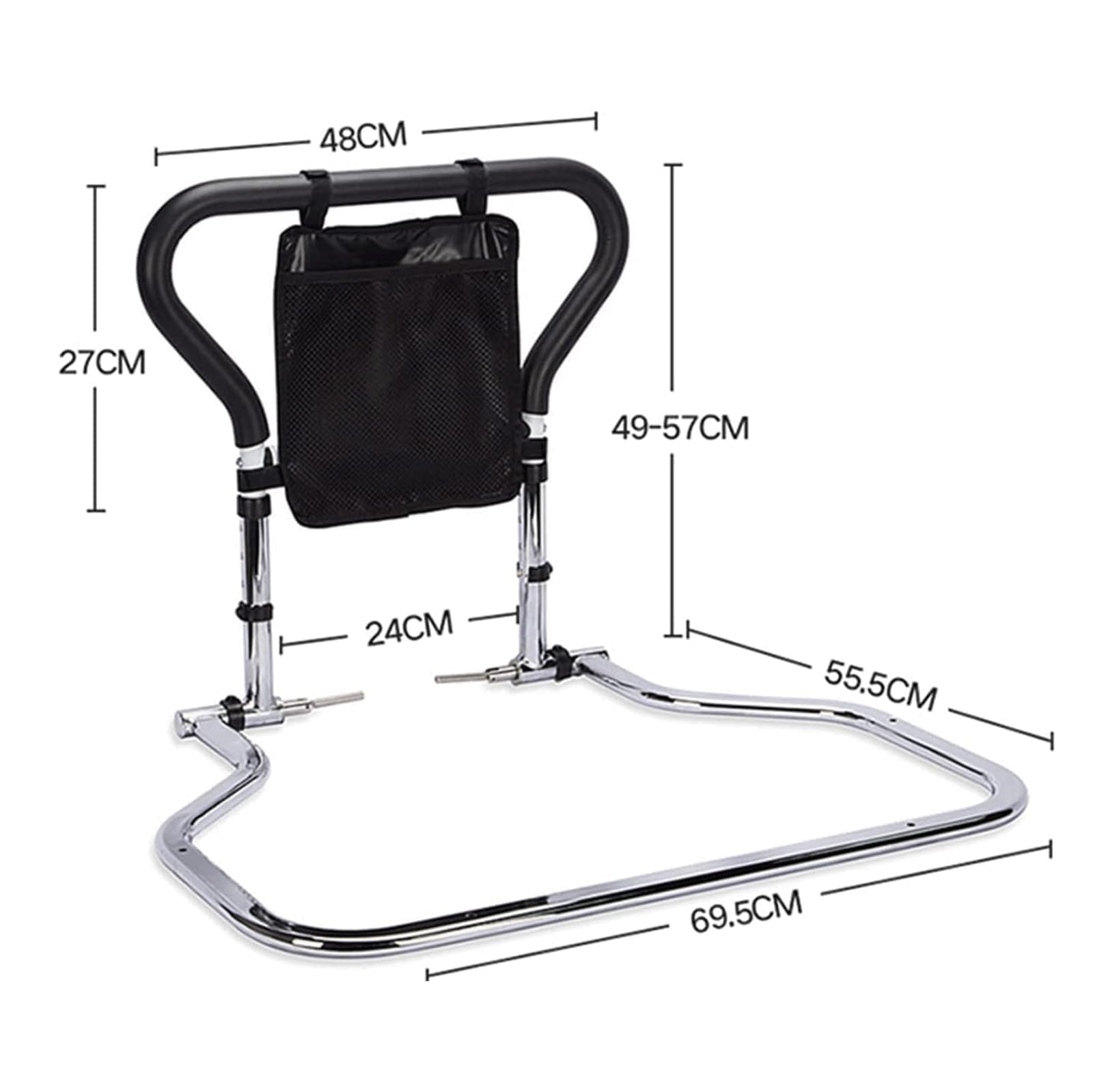 Barandilla de Cama de Acero para Uso médico, con Bolsa de Almacenamiento, Altura Ajustable para Adultos Mayores, Barra de Asistencia para Cama