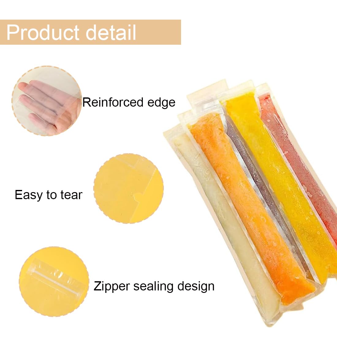100 Stück BPA-frei Popsicle Taschen, Popsicle Formen Beutel, Eis Pop Beutel mit einem Trichter für Joghurt, Eisbonbons, Eiscreme, Gastgeschenke (5 x 22 cm)