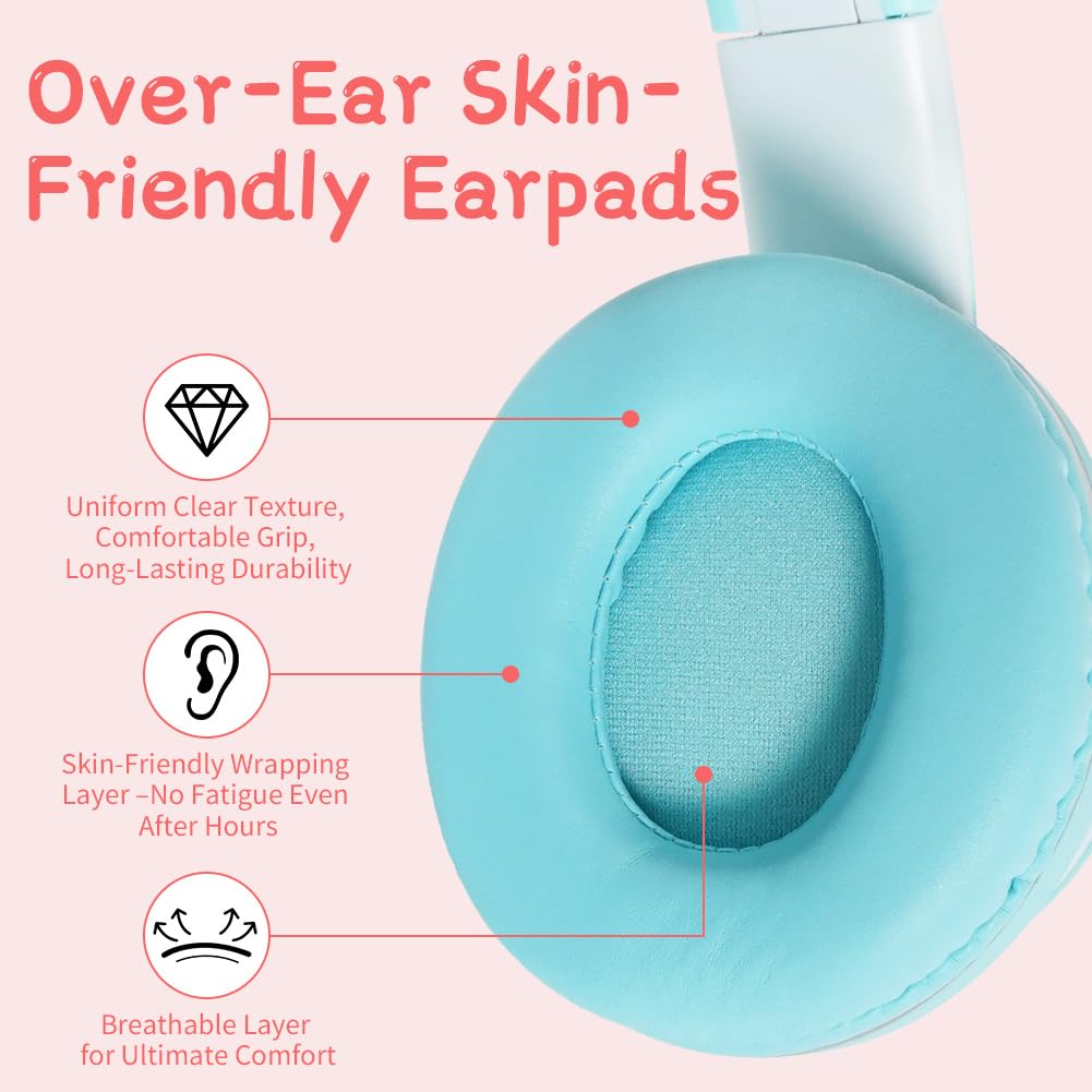 Cuffie Bluetooth Per Bambini Con Luci LED A Forma Di Orecchie Di Gatto – Bluetooth 5.3, Volume Limitato A 85dB, Cablate/Wireless, Pieghevoli - 2
