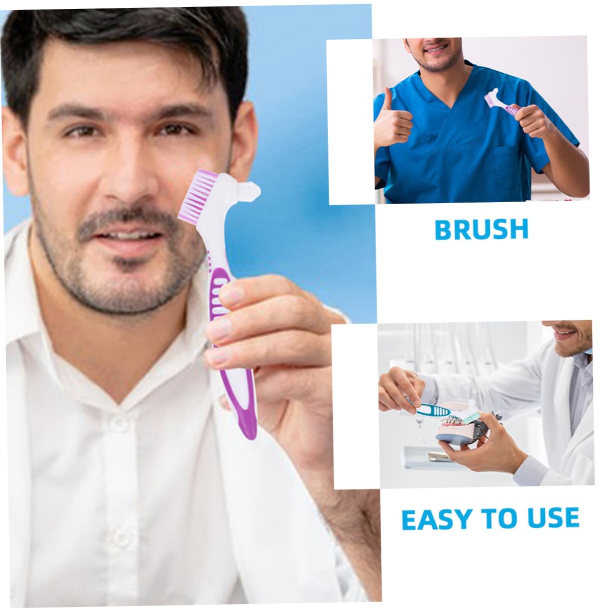 BESTYASH 4 Set Spazzola Per La Pulizia Della Protesi Pulito Spazzolino Denti Setole Difficile Pp 4 Pezzi*4