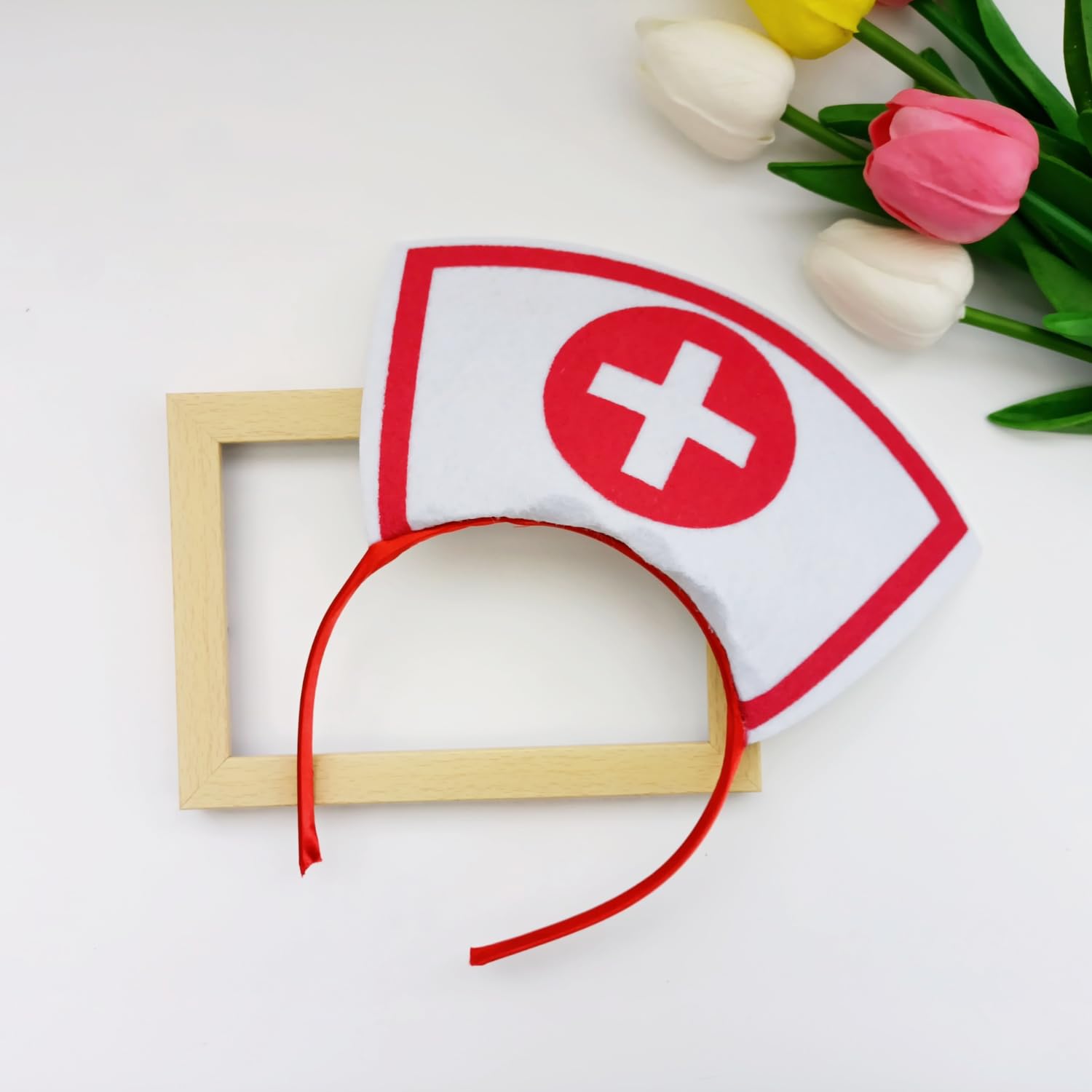 BORFUE Halloween Nurse Hat Headband Nurse Dressing Up Props Nurse Hat Headwear for Christmas Nurse Accessories (2) - Image 3