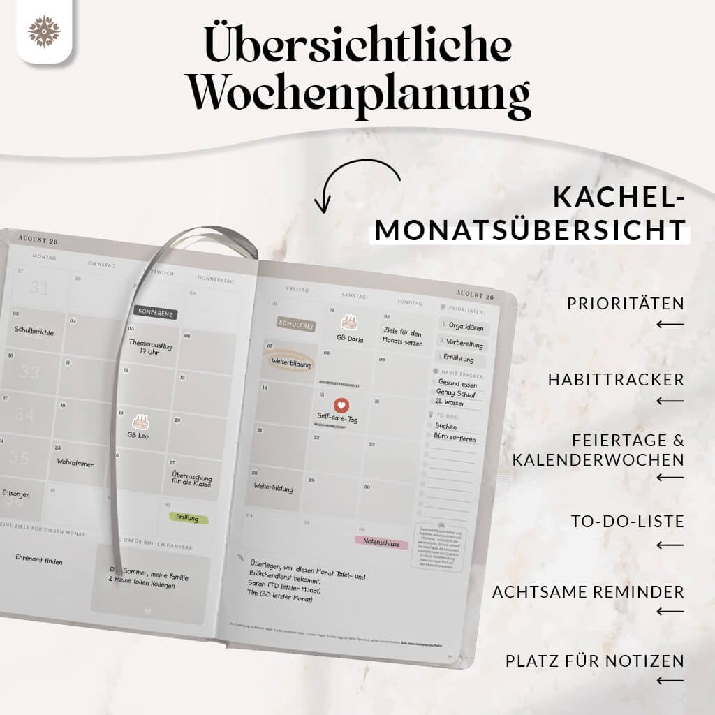 Lebenskompass® Lehrerkalender 2026/2027 DIN A5+ ”Cloud” – Schuljahresplaner Hardcover mit Wochen & Monatsübersichten, Klassen & Notenlisten, Stundenplänen für Lehrerinnen und Lehrer