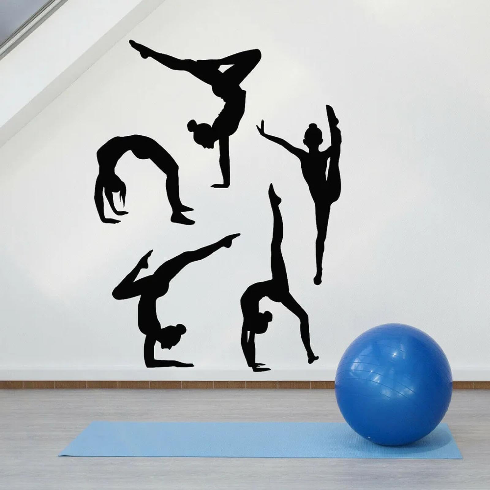 Gymnastics Silhouette wall Sticker Gymnast Gym Dance Studio Interior Decor Sticker Mural/Black