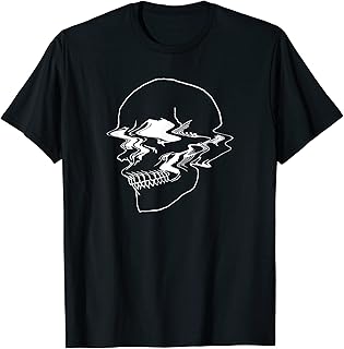Creepy Cool EGirl EBoy Pastel Goth Vaporwave Glitch Skull T-Shirt