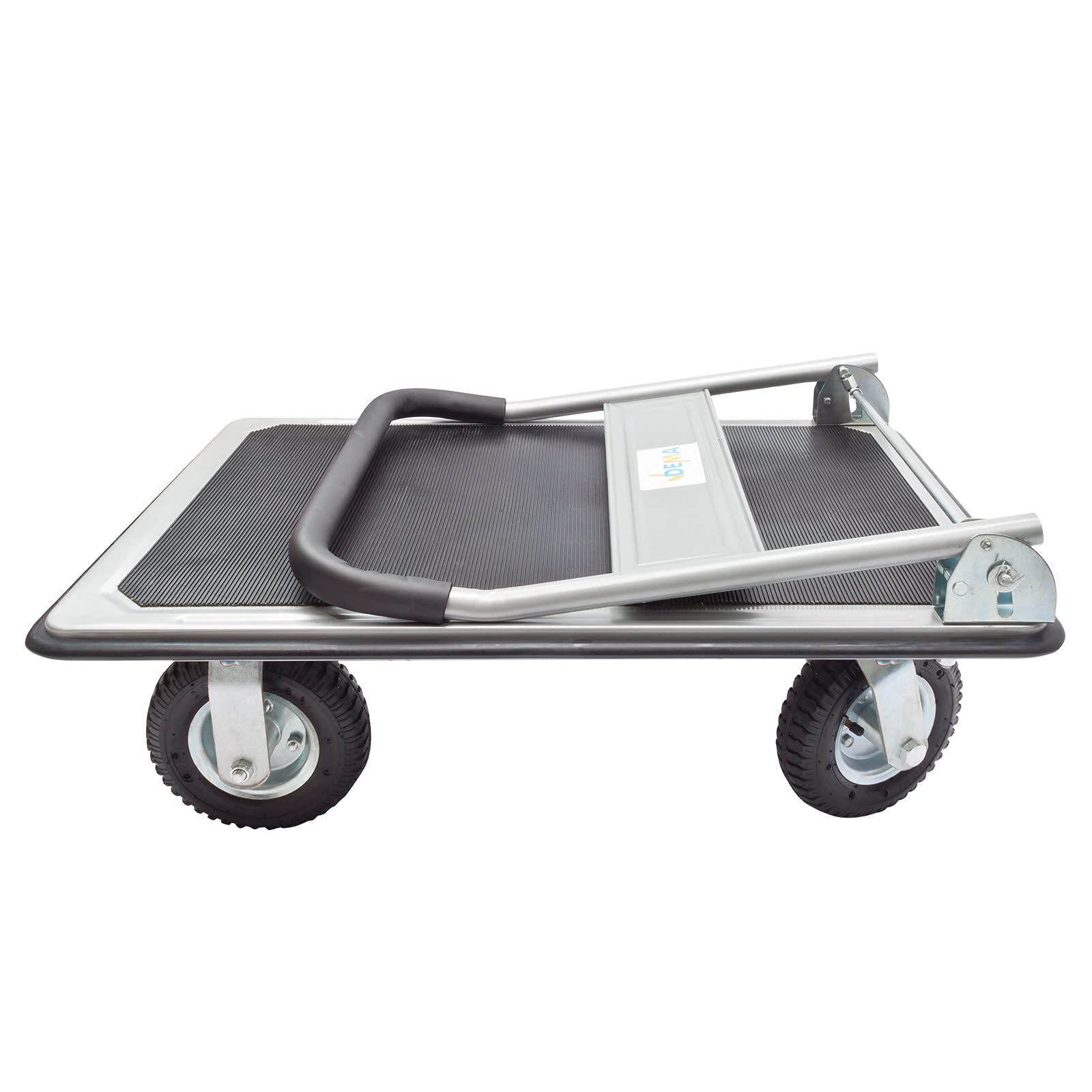 DEMA Plattformwagen 300 kg – Transportwagen, Handwagen, Plattformtrolley – stabil, mobil, langlebig, mit Luftbereifung – Werkstatt, Lager, Umzug, Garten, Materialtransport