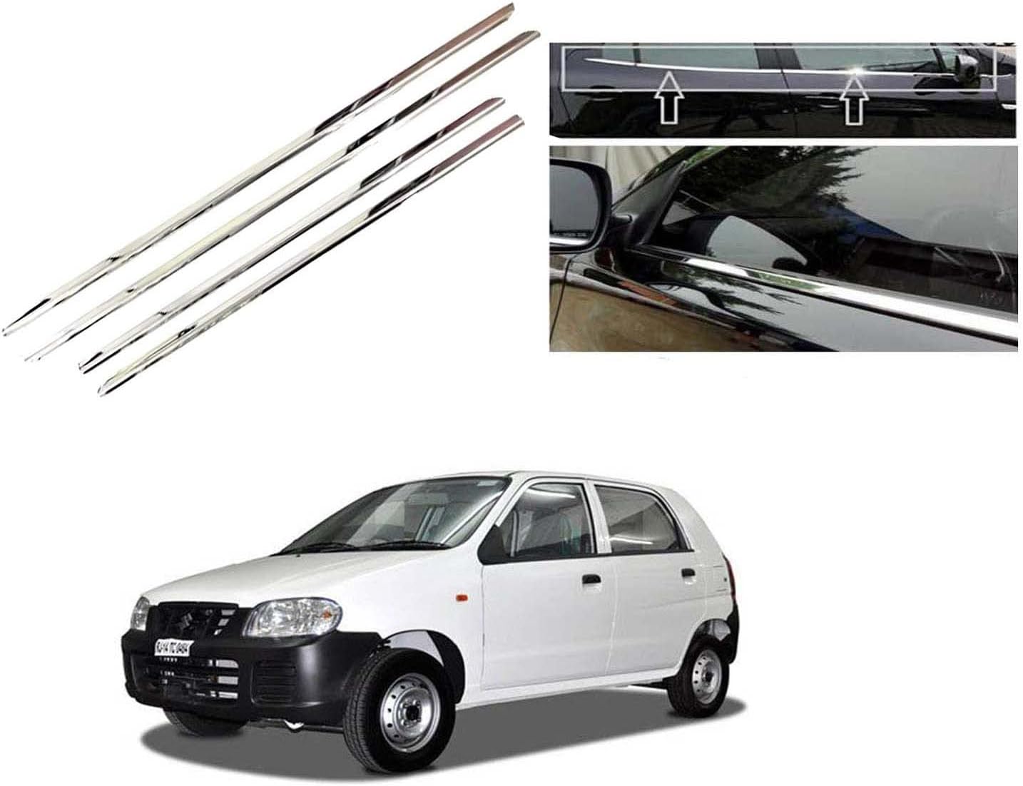 Auto E-Shopping Car Window Lower Garnish Stainless Steel Chrome Finish Exterior for Maruti Alto Model 2000 2014 Set of 4 Pieces