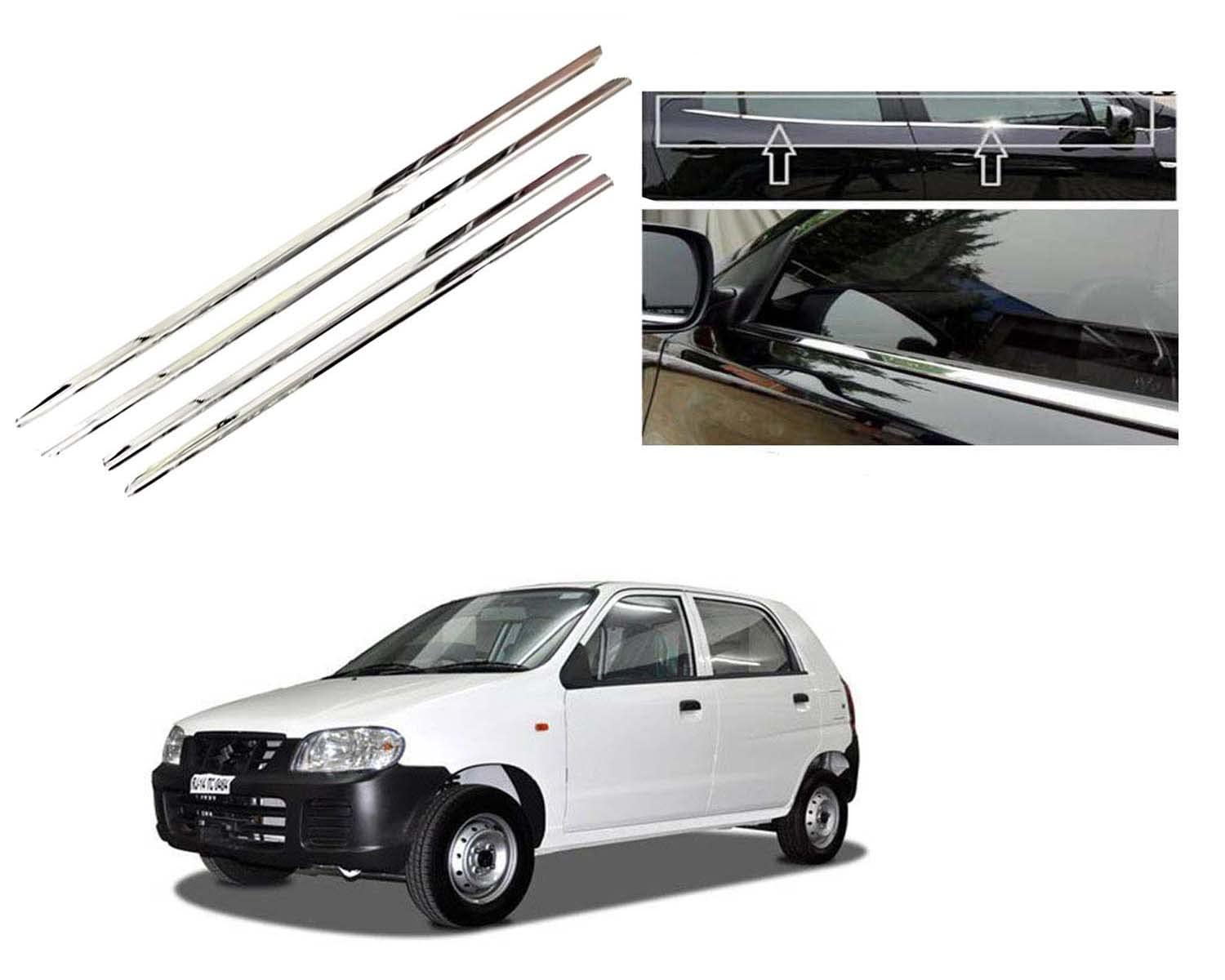 Auto E-Shopping Car Window Lower Garnish Stainless Steel Chrome Finish Exterior for Maruti Alto Model 2000 2014 Set of 4 Pieces