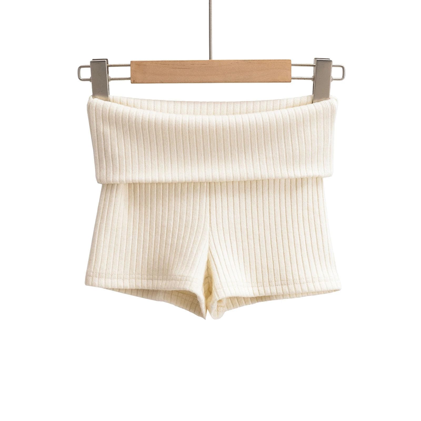 Short décontracté en tricot pour femme - Taille haute - Coupe ajustée - Extensible - Short de jogging actif - Noir