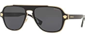 Medusa Charm VE 2199 100281 Black Plastic Aviator Sunglasses Grey Polarized Lens