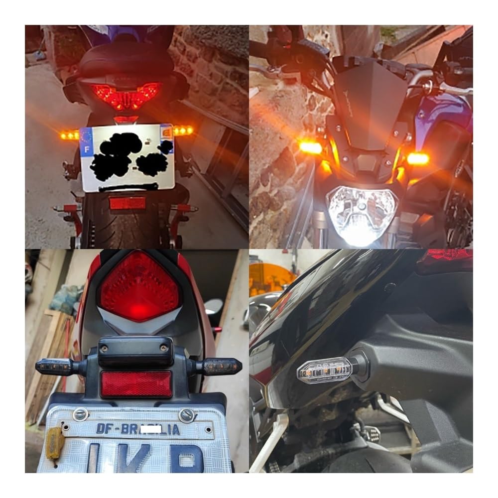 2X Frecce LED Per Moto Universali - Ambra, Lente Fumè, Alloggiamento Nero, 14 LED, 12V, Nuove