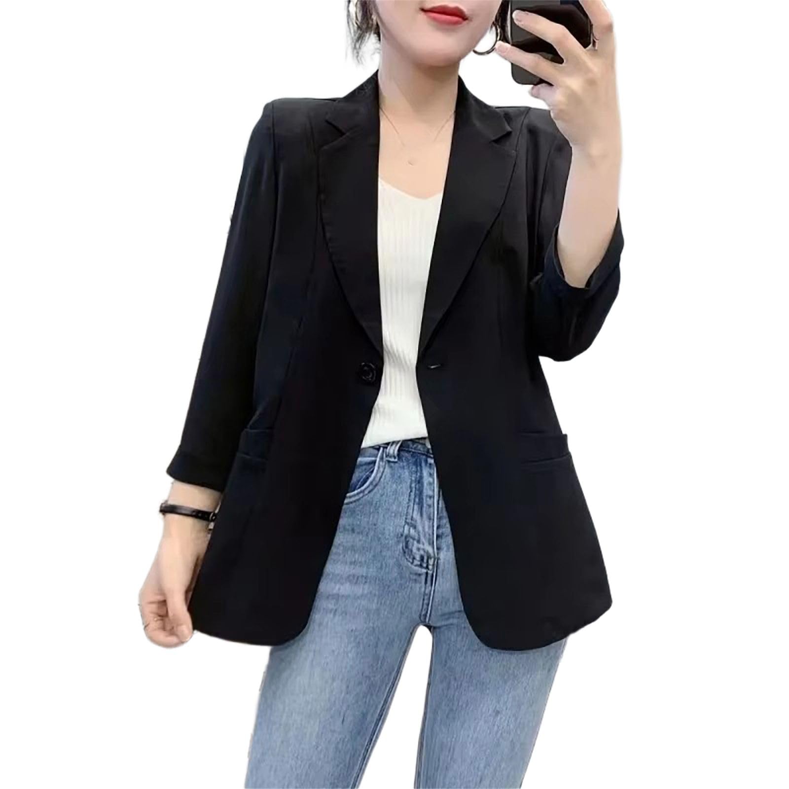 GUOYUXIAO Giacca Cropped Petite, Slim Sottile da Pendolare per Abiti Professionali