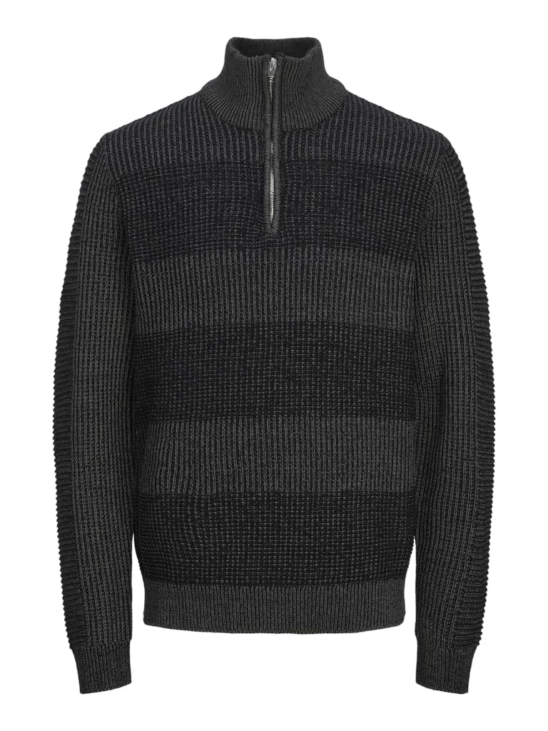 Jack&Jones Plus Men's Black Jjhugo Knit Half Zip Pls Knitted Jumper, 5XL