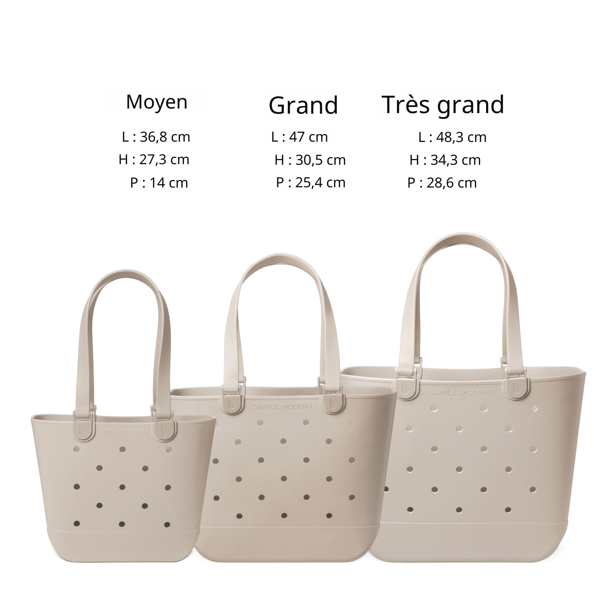 Sac de Plage en Caoutchouc Simple Modern | Grand Sac Étanche avec Poche Zippée pour la Plage, la Piscine, le Bateau, les Courses, le Sport | Collection Getaway
