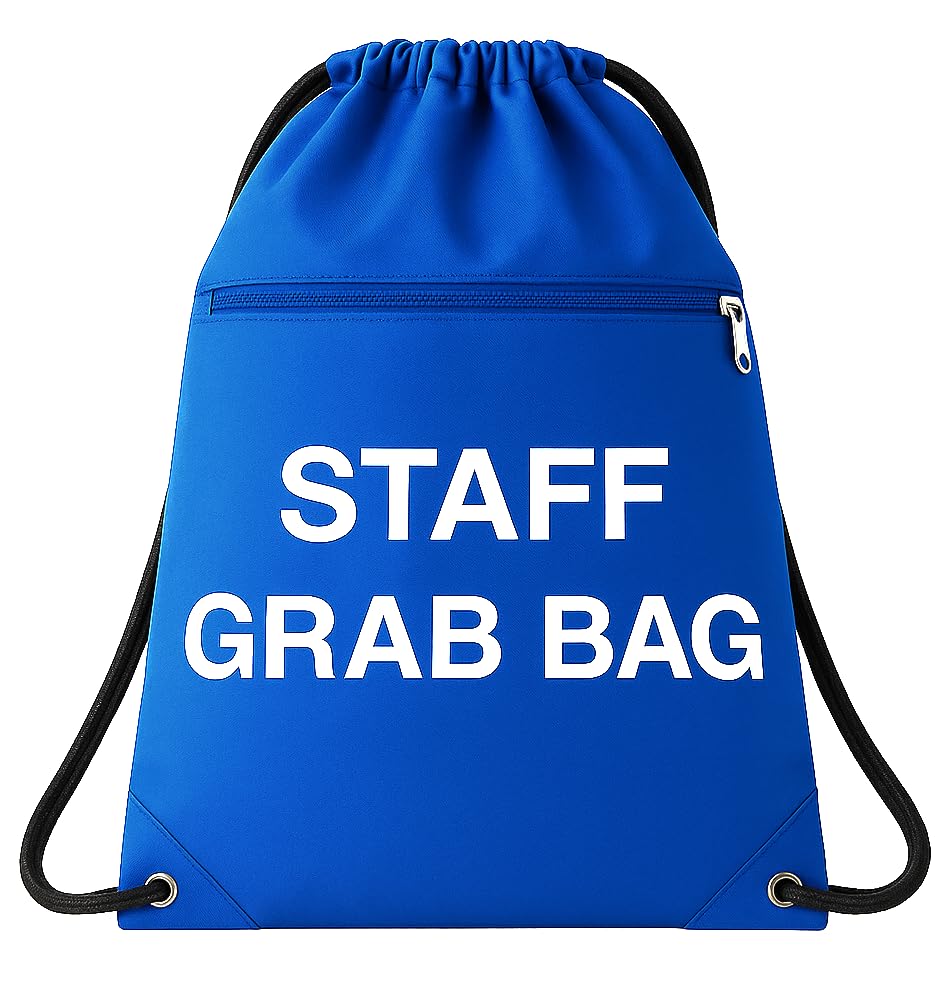 MediCounter Staff Grab Bag with Inner & Outer Zip Pockets – Workplace Emergency Bag for Schools, Offices, Events, Care environments – Large 42x49cm Drawstring Design