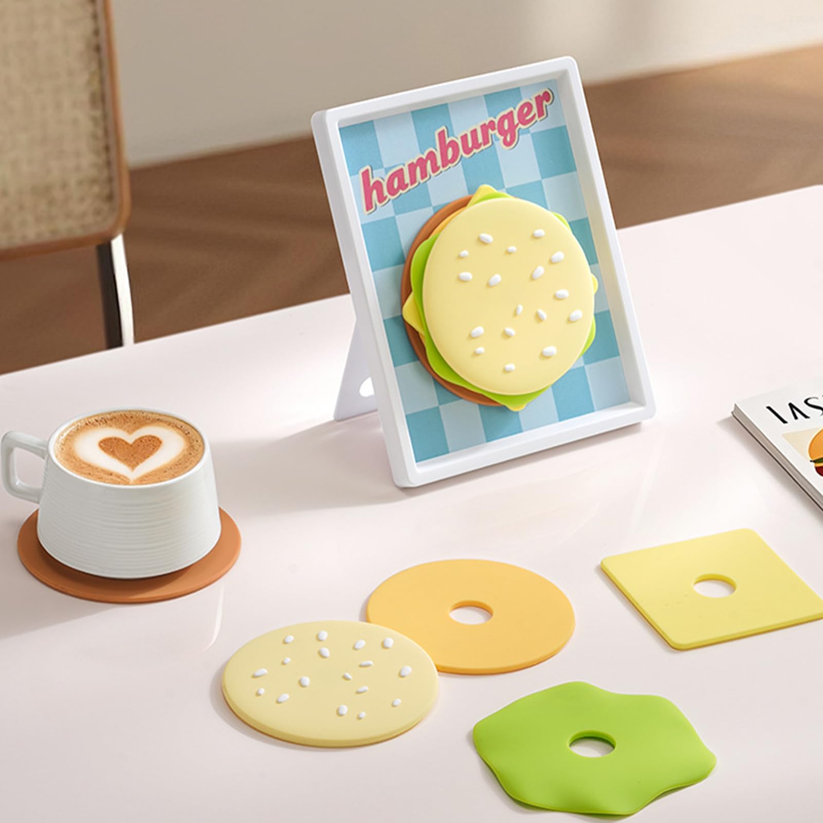 Posavasos Divertidos Base Antideslizante de Silicona con Diseño de | Posavasos con Integrado en la Base para Bar Cafetería Cocina Hogar Escritorio Salón Hombres Mujeres