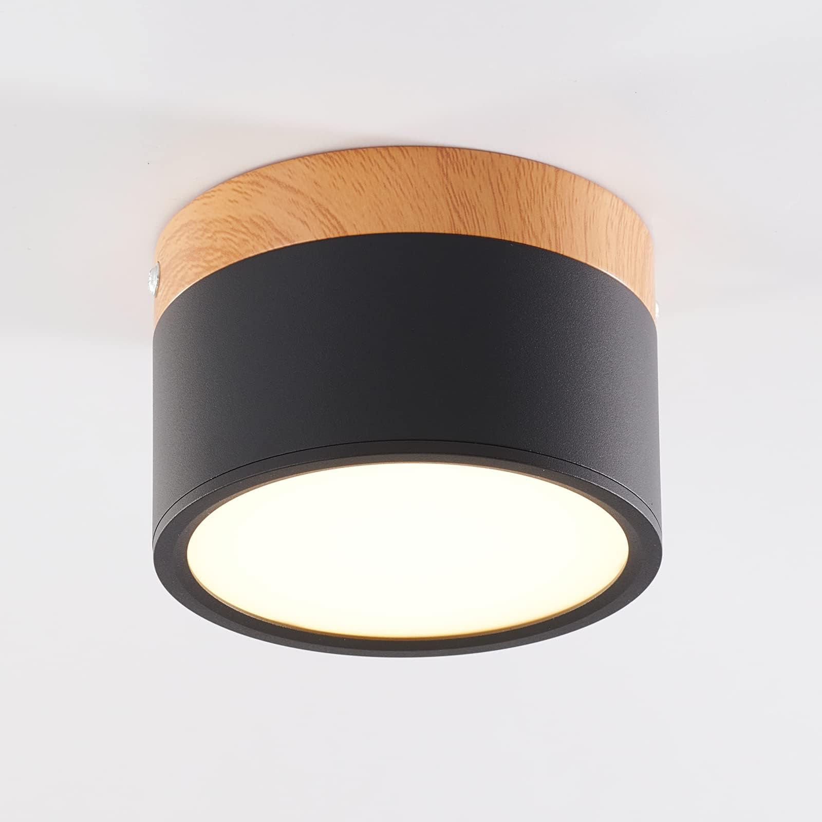 Schindora Plafonnier LED,spot en saillie décor bois,mini plafonnier