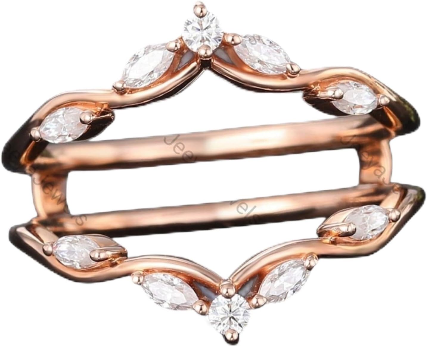 Marquise Cut Moissanite Enhancer Wedding Ring Customaized Everyday Rose Gold Ring Prong Setting Unique Stackable Ring Enhance Art Deco Double Band Birthday Gift