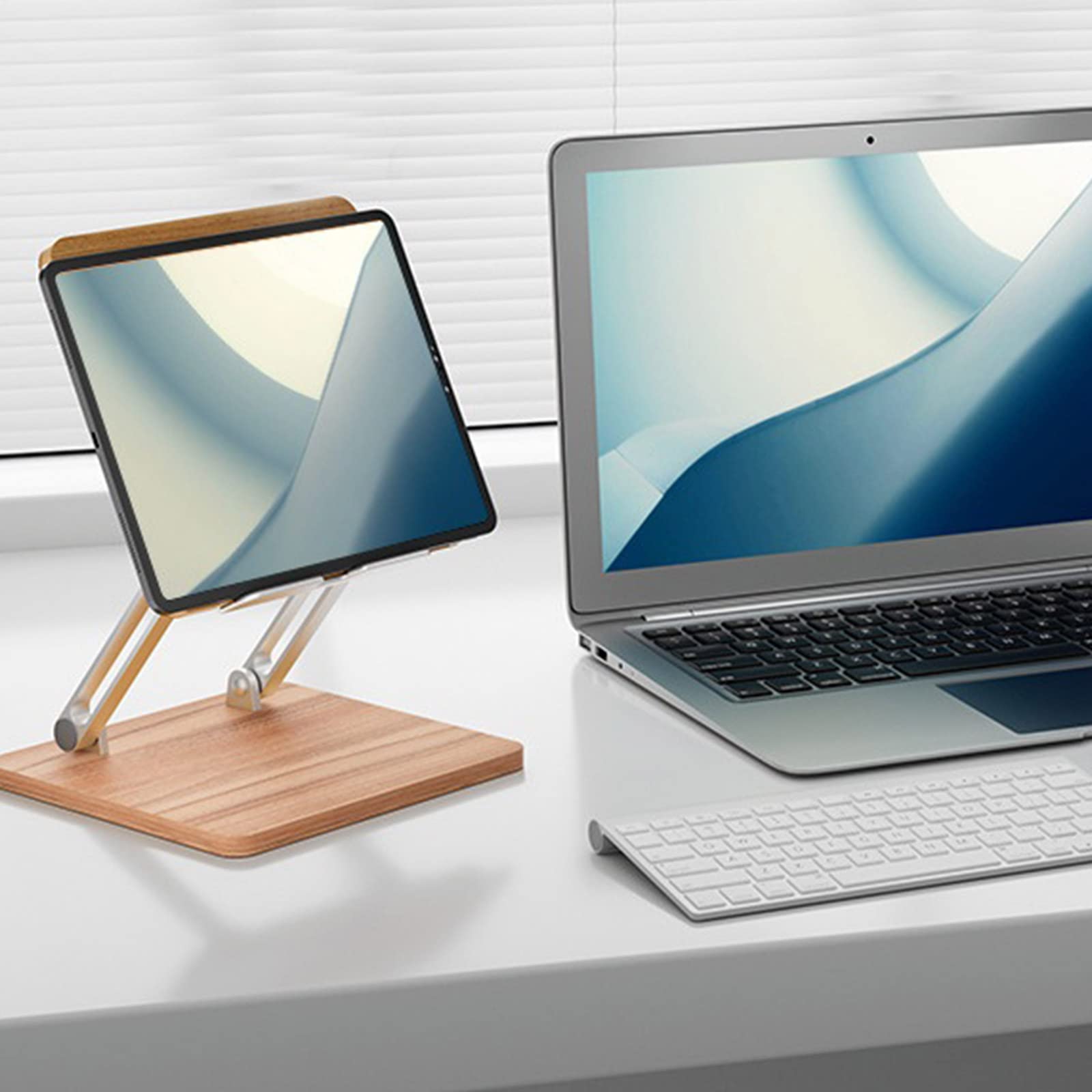 Soporte de madera para laptop, altura ajustable, soporte ergonómico para cama, para tableta, portátil, de madera de 12 a 17 pulgadas