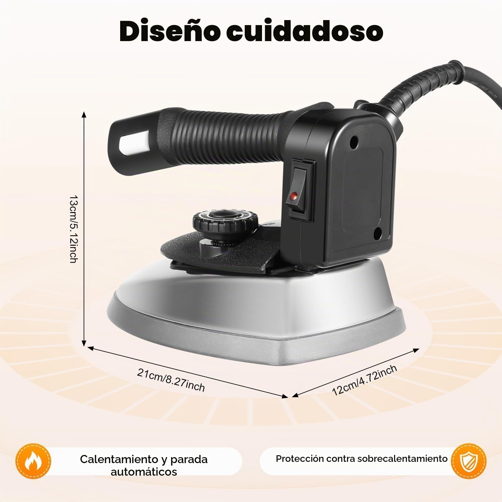 Plancha de vapor eléctrica industrial, plancha de vapor comercial de gravedad con 5 temperaturas ajustables, tanque de agua de 3l y manguera, máquina de prensado a vapor para ropa
