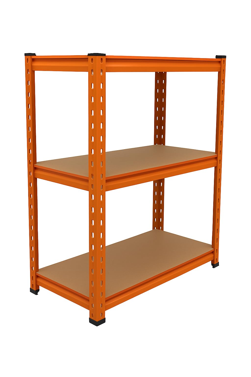BonKaso Adjustable Set of 3-Shelf Metal Storage Shelving Unit, Steel Bootless Rivet Utility Display Rack Garage Shelves,27 Inches Height(27 X 24 X 12 Inch) Orange