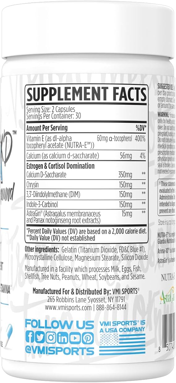 VMI Sports Arima-XD 60 Count, Natural Hormone Balance, Anti- Aromatase Cortisol Blocker for Men and Women, Supplement to Support Balanced Testosterone & Estrogen Hormone Levels On or Off Cycle (60 ct)