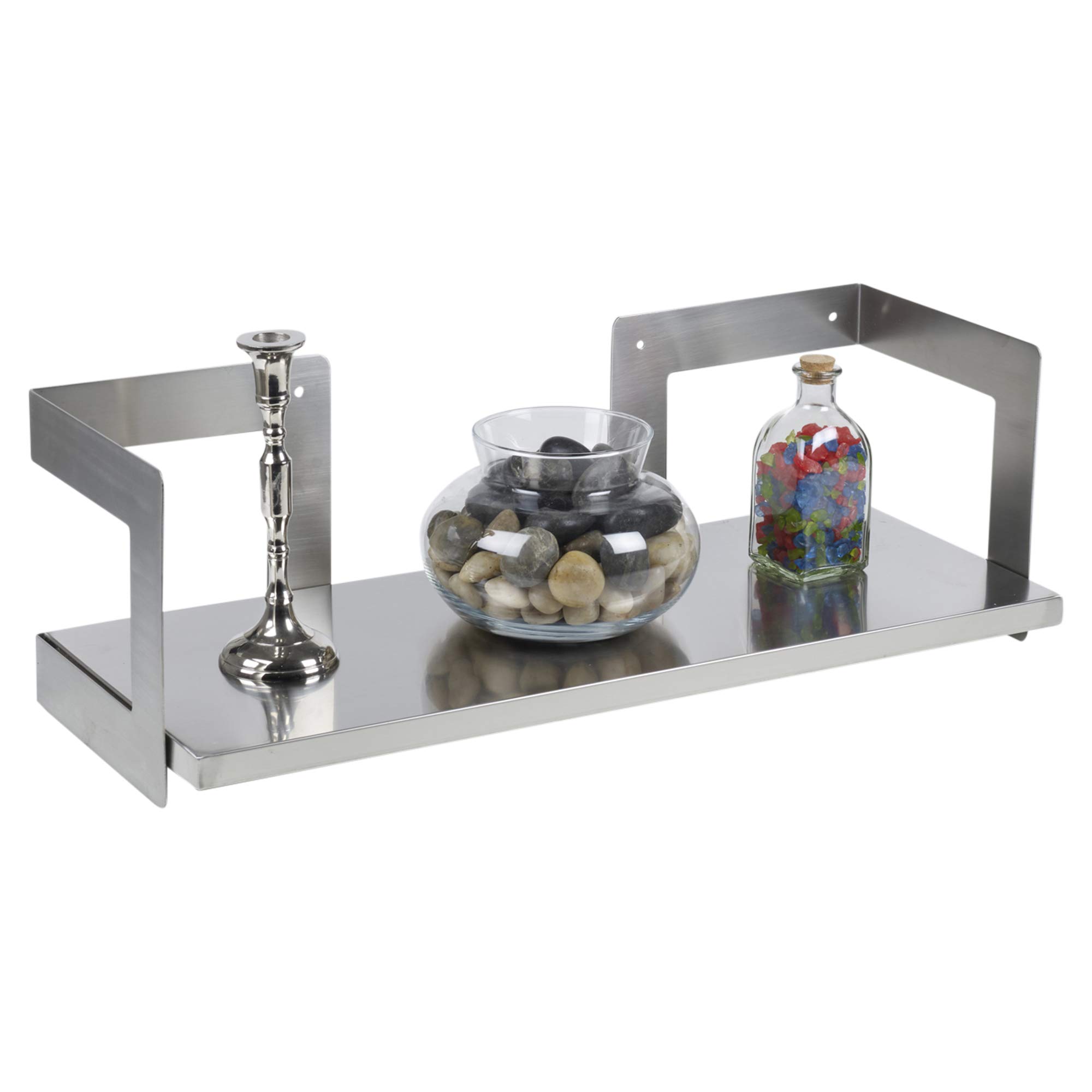 Stainless Steel Shelf | 60X23.5cm Floating Shelves With Wall Brackets 5056333855966