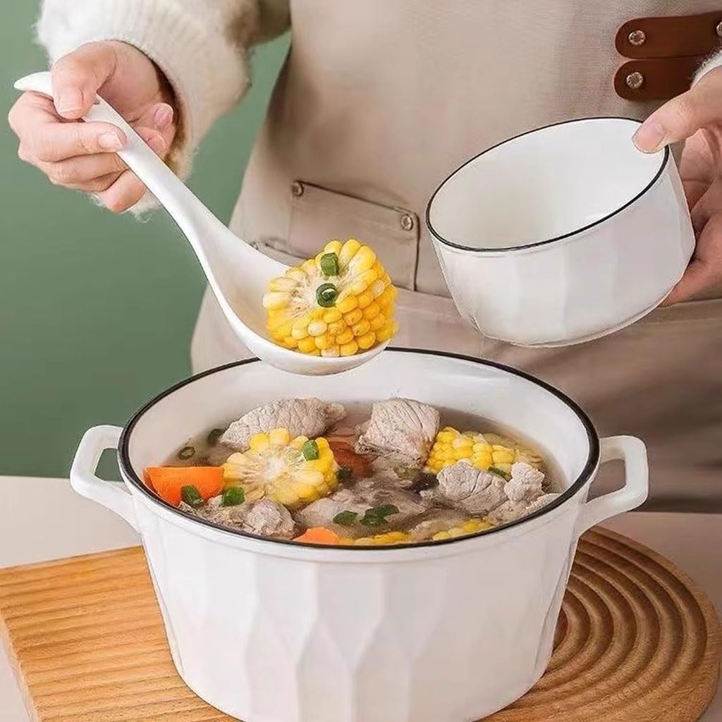 Nordic Keramik Ramen Schüssel Set mit Doppelohren, große Suppenschüssel für Instantnudeln, Obstsalat und mehr