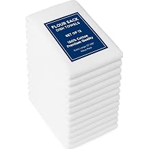 ROYALE LINENS Flour Sack Towels 12 Pack 33x38 Inch White Kitchen Dish Towels 100% Cotton Tea Towels for Bread Proofing, Cheese Straining, Baking, Cleaning, Drying, Embroidery, Multipurpose Use