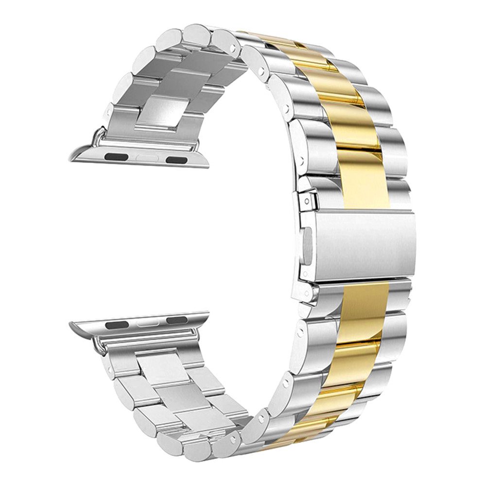 Seinit Metal Watch Band Stainless Steel Replacement Strap Compatible with Apple Watch Series 5/4 (44mm), Series 3/2/1 (42mm) - Silver/Golden