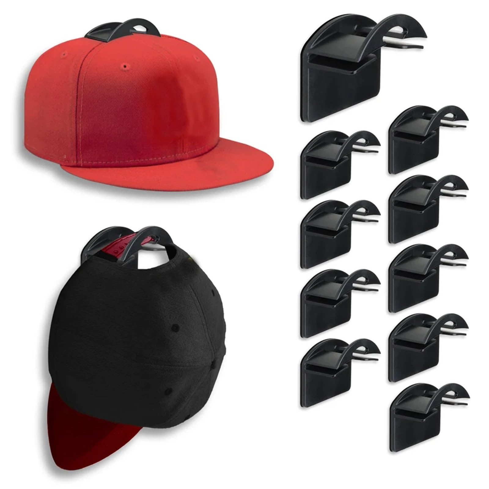 Soporte adhesivo para gorras Gancho para gorras, 10 piezas de gancho adhesivo for montaje en pared for gorra de béisbol, caja de almacenamiento de sombreros casuales, sin pasta de perforación, percha