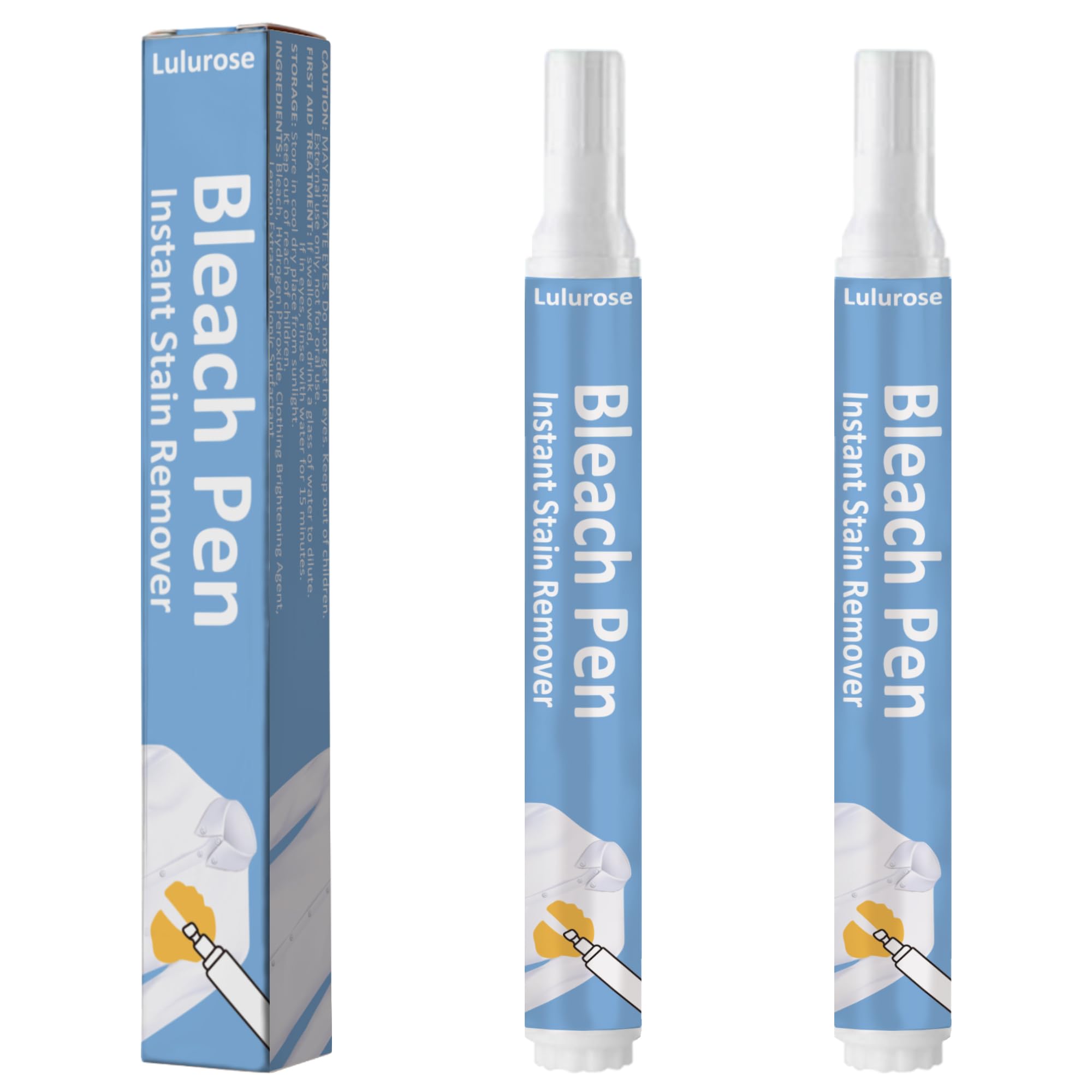 Portable Bleach Pen Instant Stain Remover 2 PCS | Clothes Stain Remover Pen for Food Stains, Cosmetic Stains, Drink & Sauce and MORE | Grease Stain Remover Wash Free Laundry Clean Pen Blue
