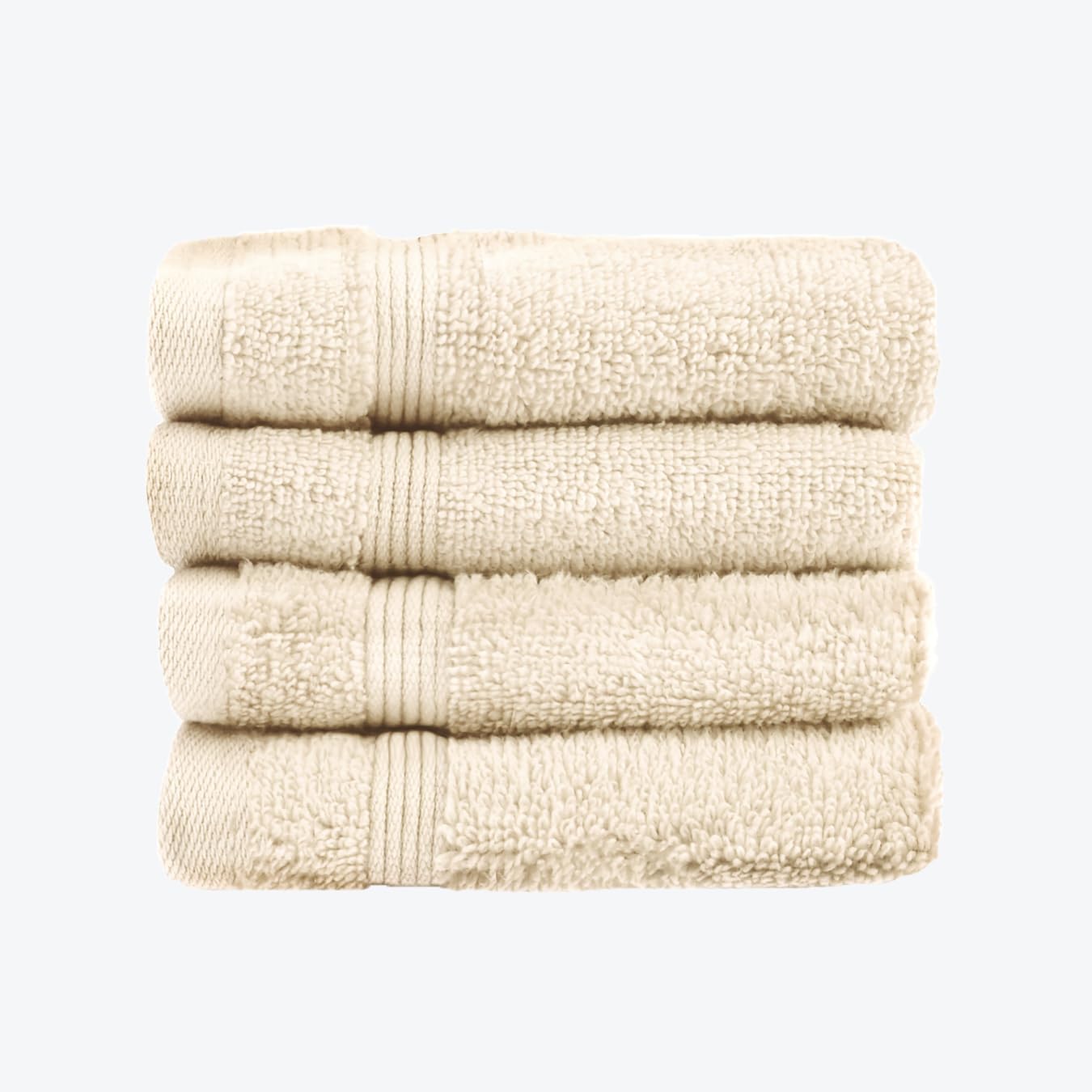 Allure Zero Twist Face Cloths Pack of 4 30 x 30cm, 100% Egyptian Cotton Flannels (Stone)
