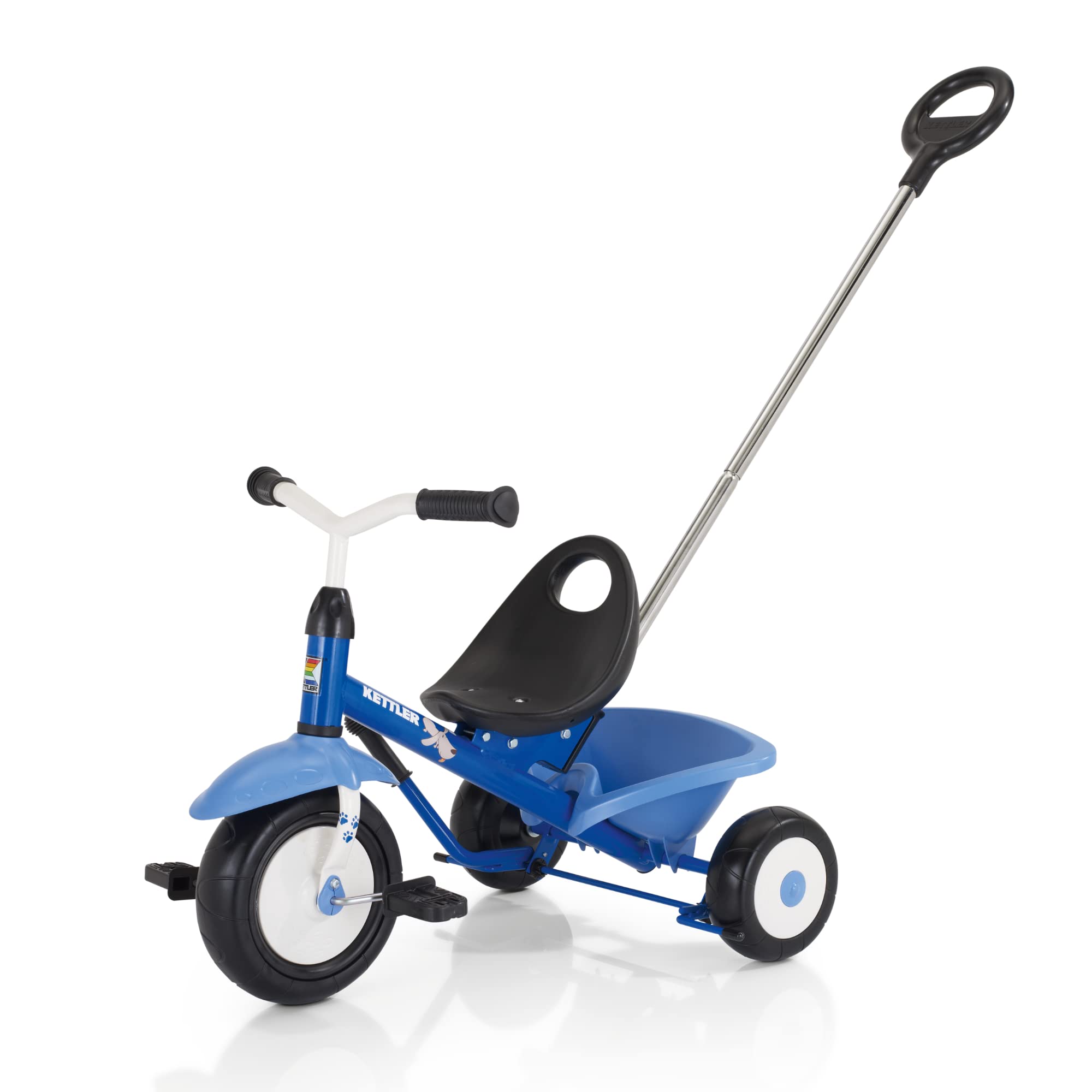 Kettler Funtrike Waldi - das coole Dreirad mit Schiebestange - Kinderdreirad für Kinder ab 2 Jahren - stabiles Kinderfahrzeug inkl. kippbarer Sandschale - blau