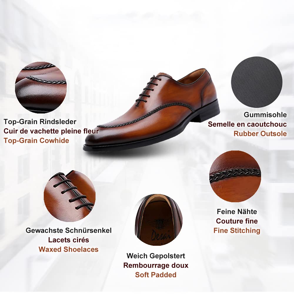 Chaussures Derby Hommes Chaussures d'affaires Formelles Lacets Richelieus Chaussures Toilette Confortables Respirantes