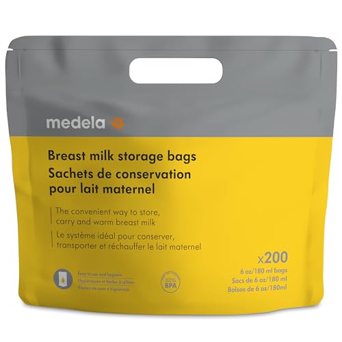 Image of Medela Breastmilk Storage Bags, 200 Count, Ready to Use Breast Milk Storing Bags for Breastfeeding, Self Standing Bag, Space Saving Flat Profile, Hygienically Pre-Sealed, 6 Ounce
