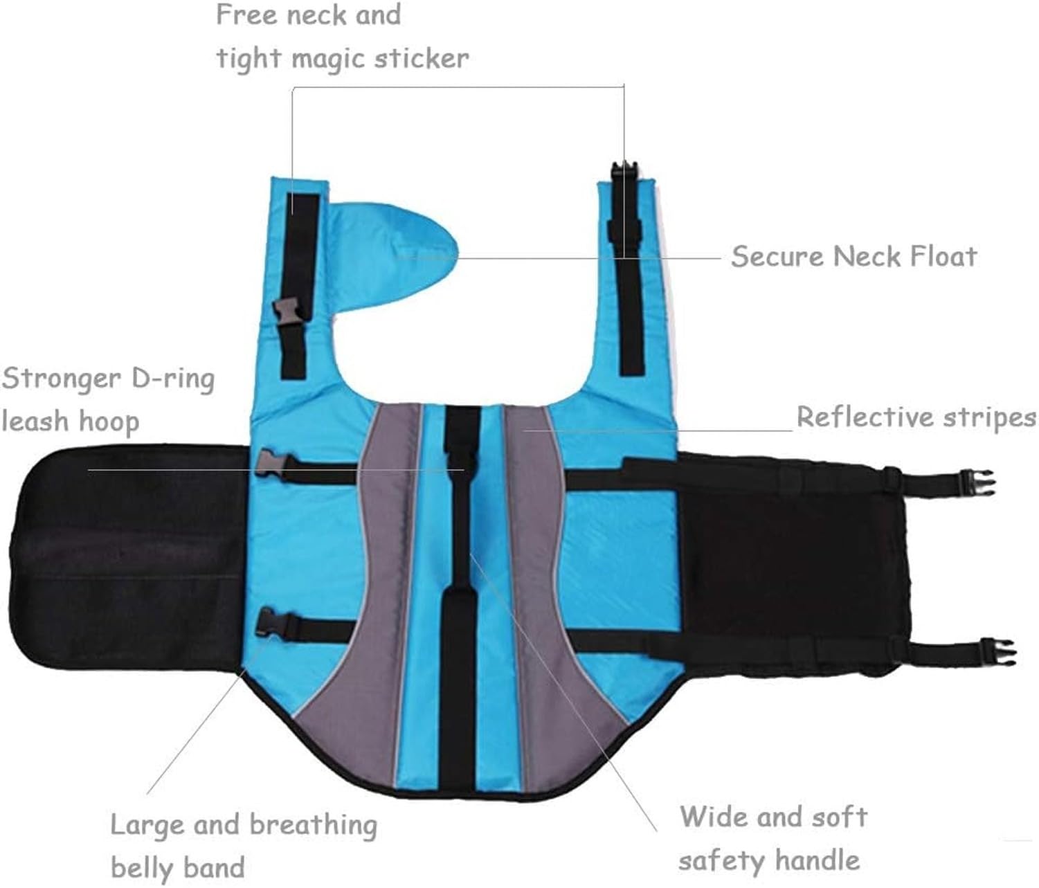 Chaleco Salvavidas para Perro, Chaleco de Flotación para Perros con Asa de Rescate y Buena Flotabilidad, Reflectante para Seguridad en Piscina, Playa y Navegaci, Blue, XL