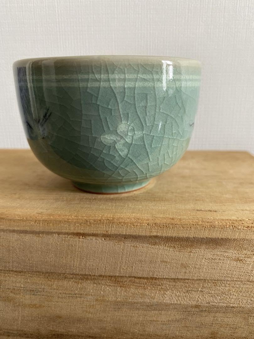 3053 高麗青磁 海晴窯 鄭正黙作 粉青菊花紋 茶碗 茶具 茶道 3053 高麗