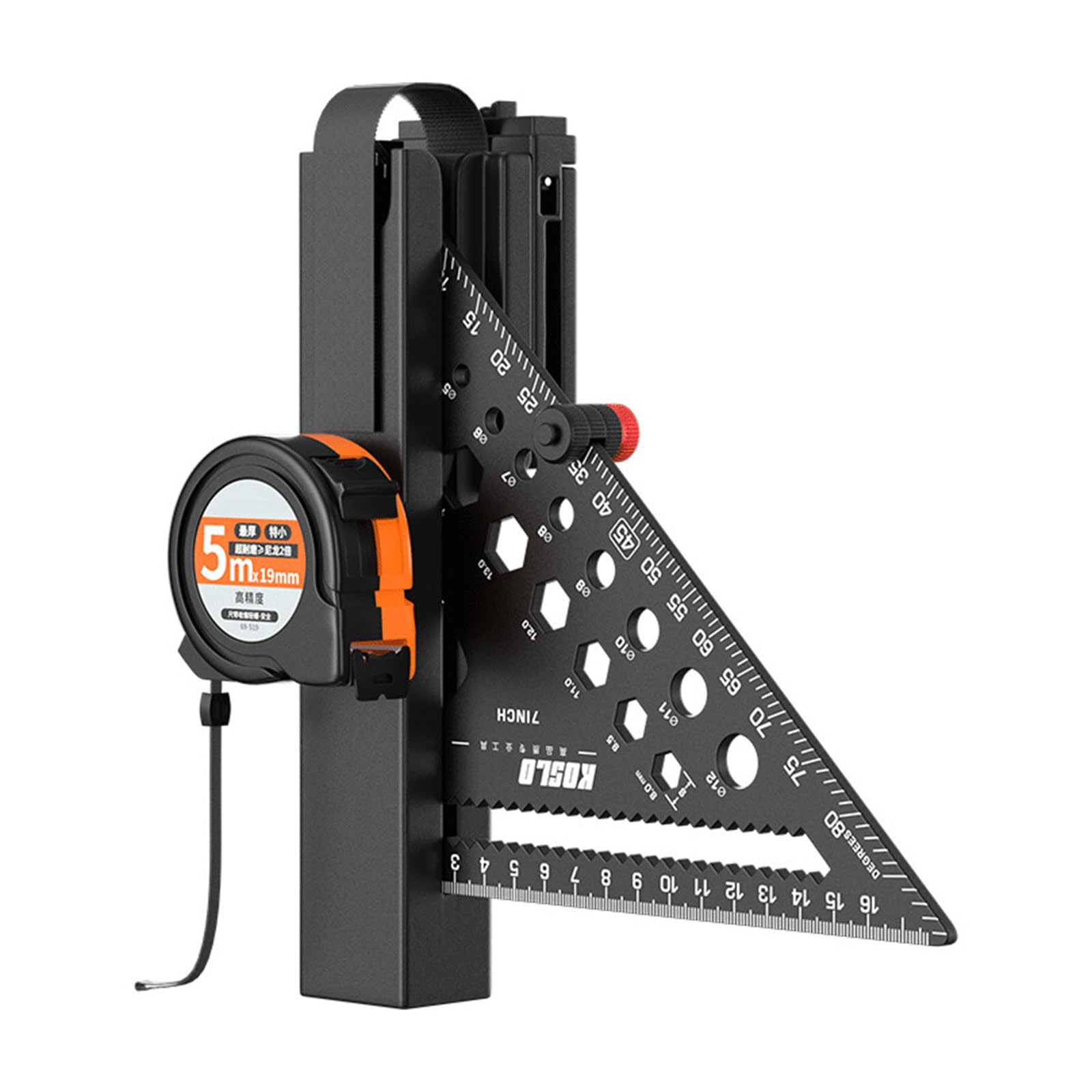 Rgybao Purpose Measuring Tool Set With Belt Clip 5M Steel Retractable Rulers & Aluminum Angles Finders For Home Steel Aluminum Rulers