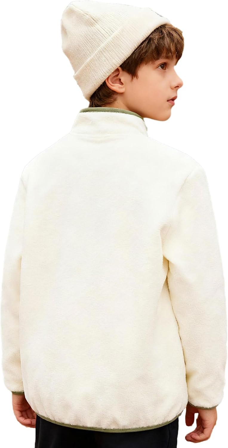 Jugaoge Kids Boys Fleece Sweatshirts Half Zip Pullover Jacket Lightweight Long Sleeve Outwear with Pockets