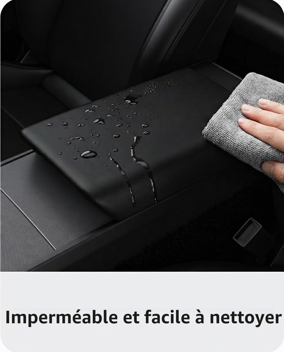 BASENOR Housse de Console Centrale Améliorée Tesla Model Y Juniper 2025-2026 & Model 3 Highland 2024-2026, Housse Accoudoir TPU Antidérapante [sans Logo] Protection Noir