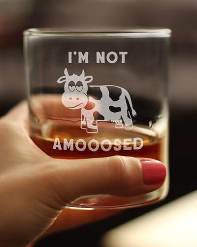 Miniatura 3 de Not Amooosed - Funny Cow Whiskey Rocks Glass Gifts for Men & Women - Fun Whisky Drinking Tumbler Décor