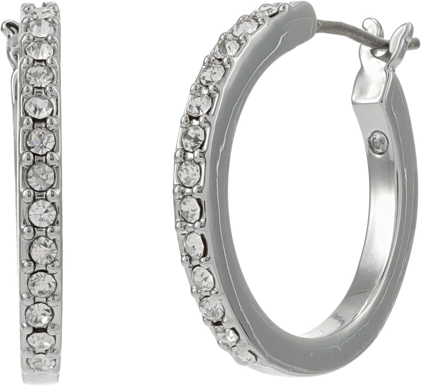 Karl Lagerfeld Paris 18mm Crystal Pave Hoop Earrings, Silver Tone/Clear, One Pair