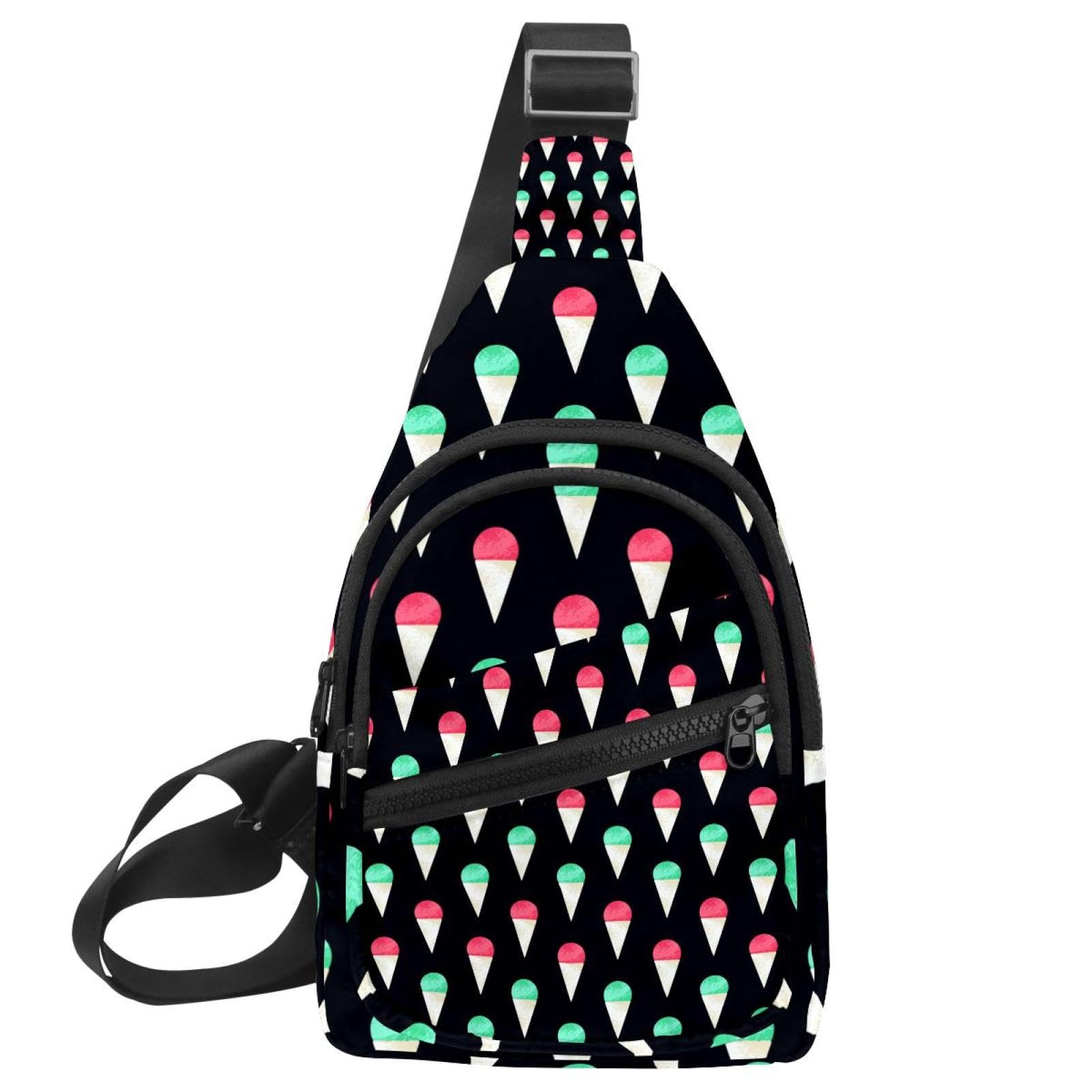 Sac à dos à bandoulière motif glace d'été, sac de poitrine urbain réglable pour homme