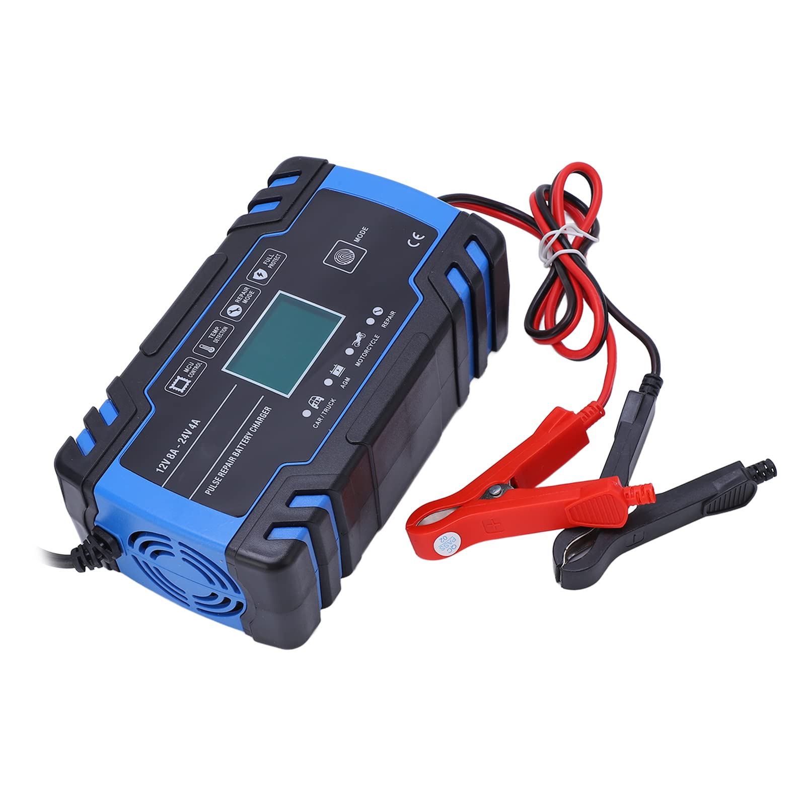 Caricabatterie Auto 12V, Mantenitore Automatico per Batterie AGM con Ventola di Raffreddamento e Guscio in ABS, Alimentatore per Ricarica e Manutenzione Batteria Veicolo